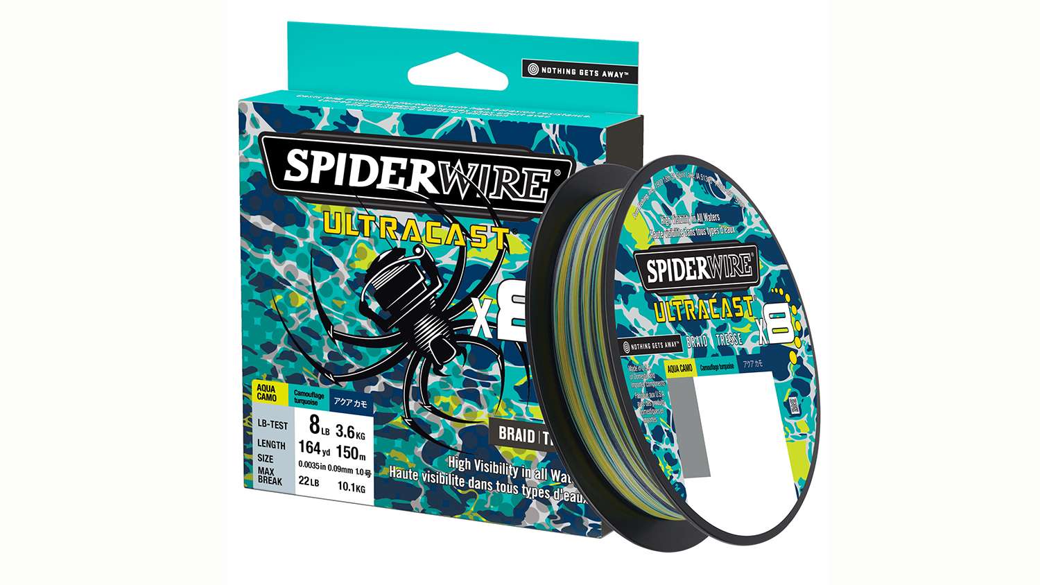 SpiderWire Superline Ultracast Braid, 328yd, Aqua Camo, 30lb Line
