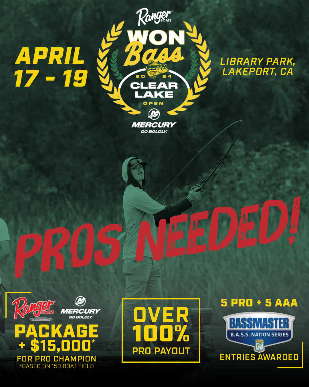 2024 WON Bass Clear Lake Open at Begins April 17 Bassmaster